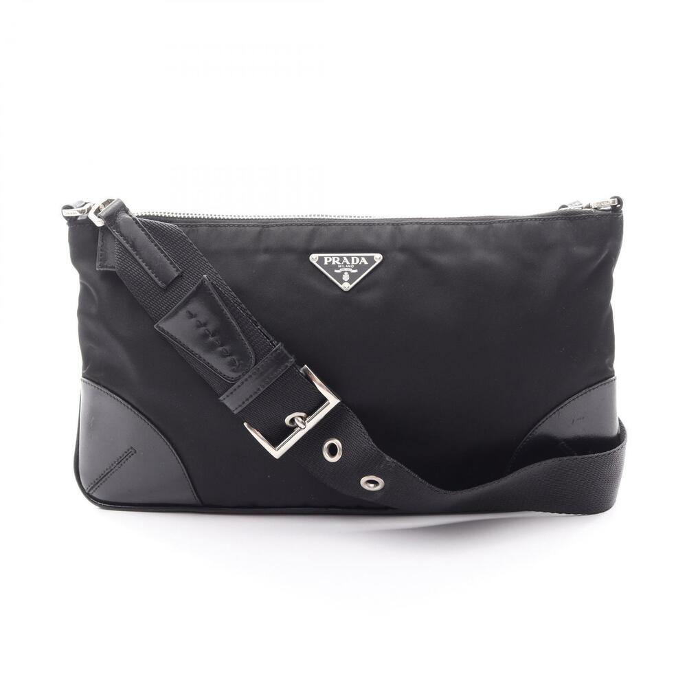 Prada Triangle Shoulder Bag Leather Black